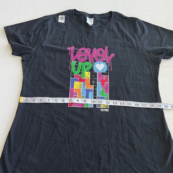New PORT & COMPANY Tetris Level Up Graphic Tee T-Shirt Women’s SIZE L Black - Picture 6 of 10